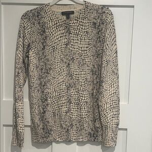 Banana Republic Factory Black and Cream Snake Print Sweater